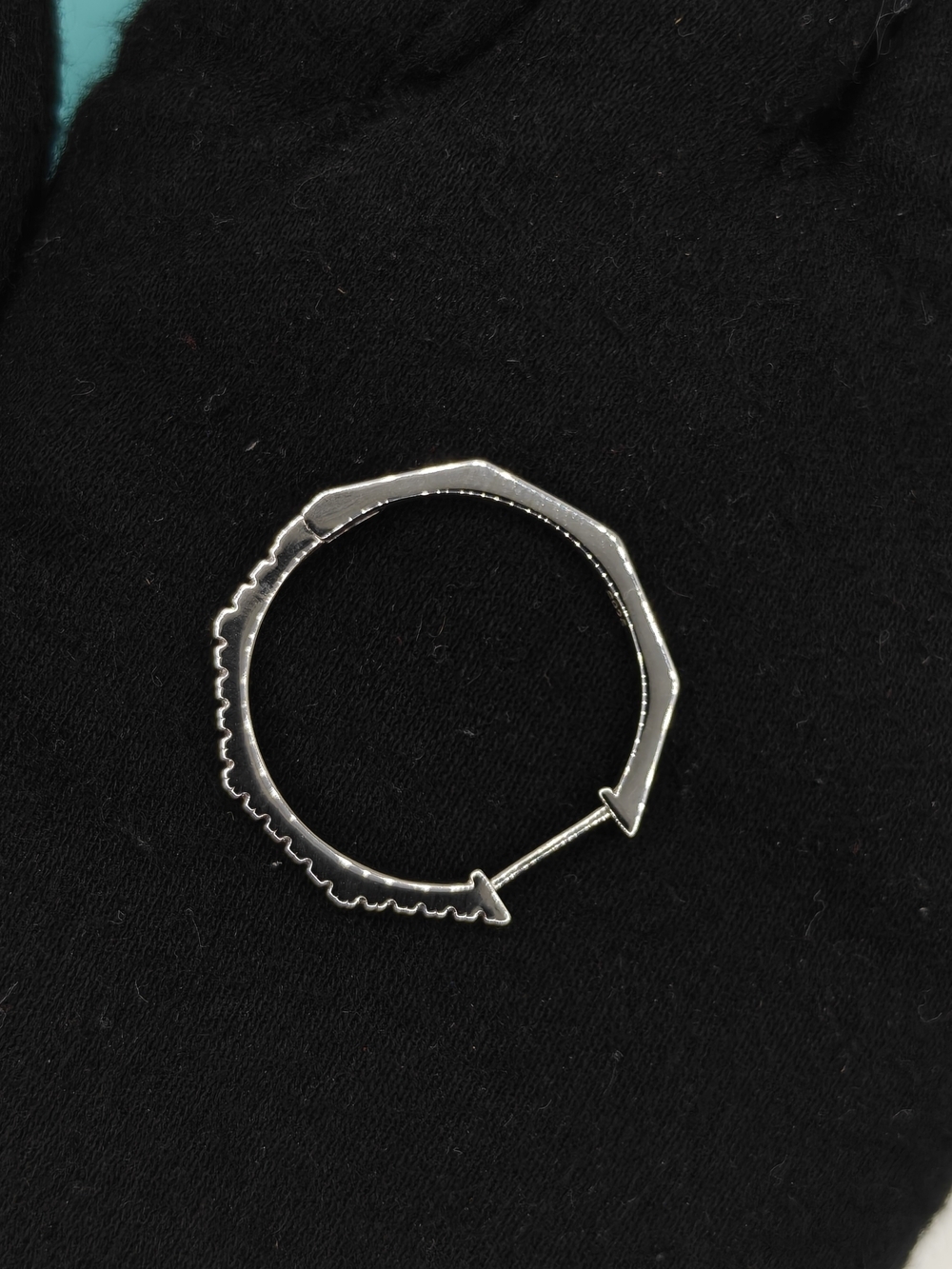 Moissanite Sterling Silver Cubic Zirconia Curved Hoop Earrings - Picture 3 of 6